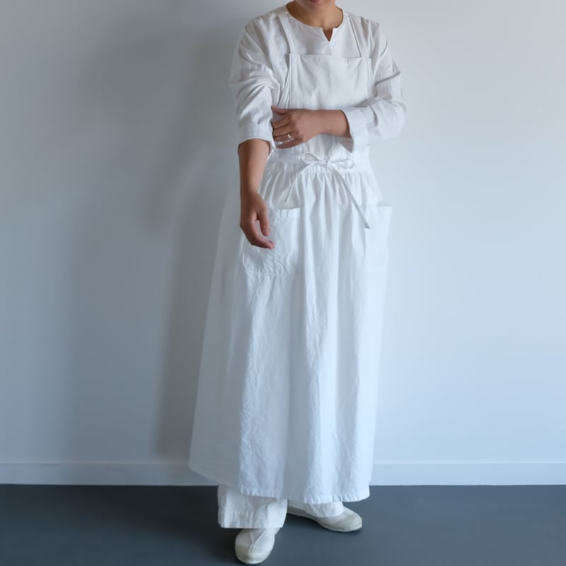 ギャザーエプロン/白 | takeshikanda