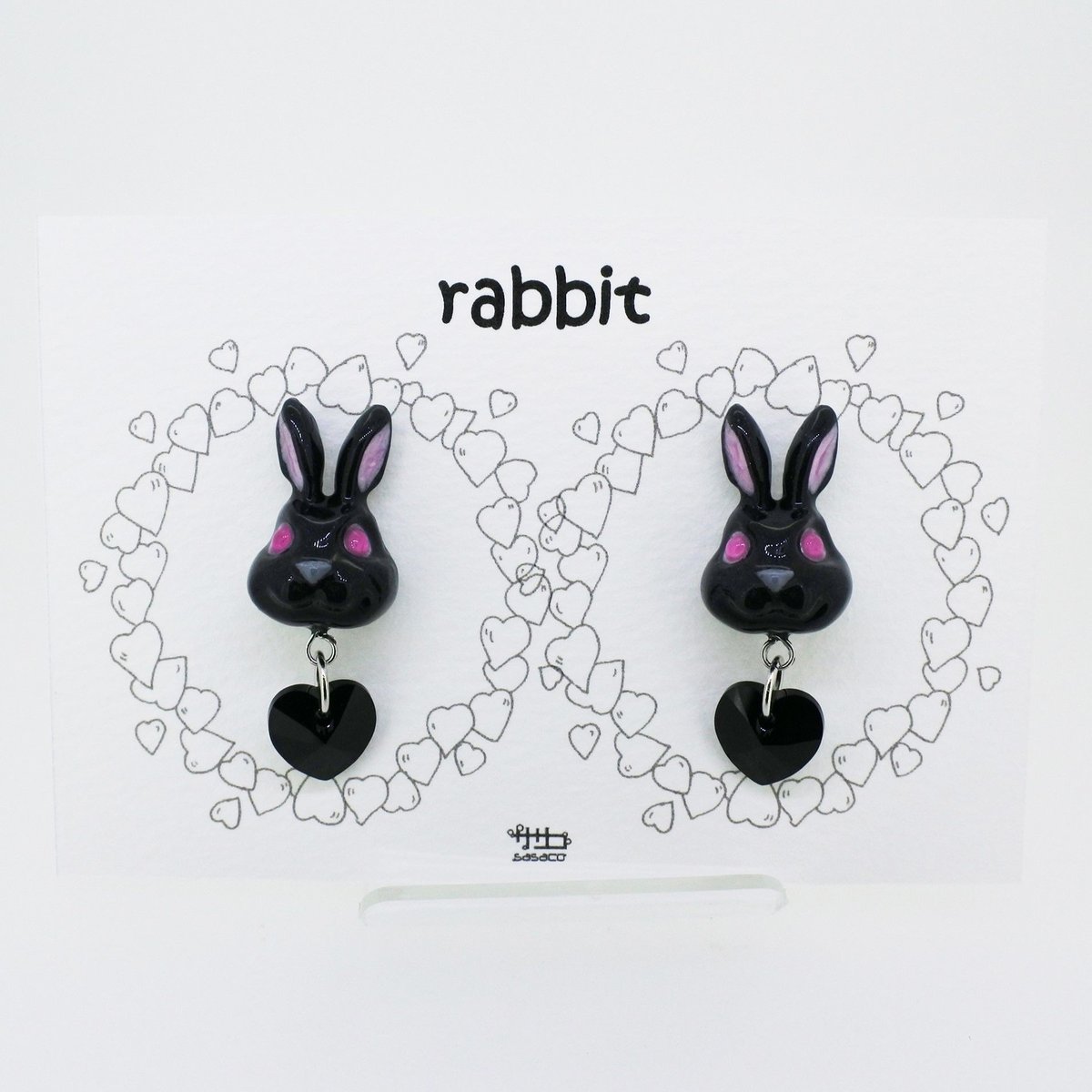 アナスイ／両耳／ピアス／ウサギ／黒／動物／ハート／
