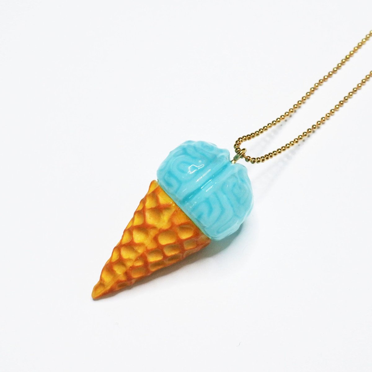 脳みそアイスクリーム ネックレス(ﾁｪｰﾝ約60cm) | sasaco