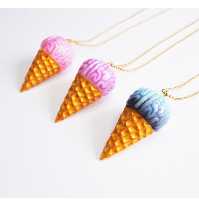 脳みそアイスクリーム ネックレス(ﾁｪｰﾝ約60cm) | sasaco