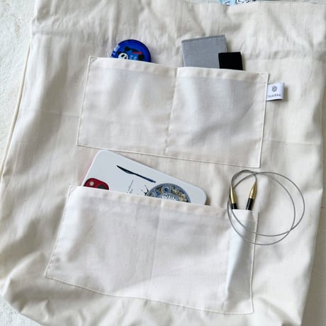 プロジェクトバッグ Knitting柄 ベージュグレー