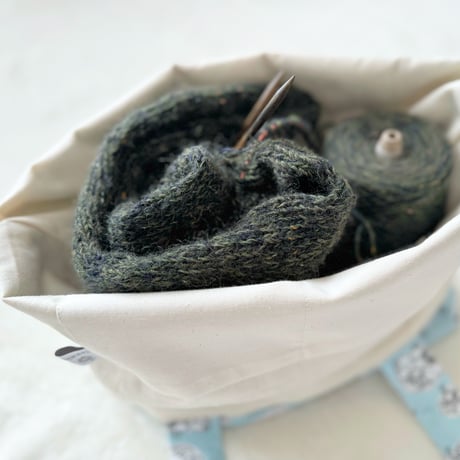 プロジェクトバッグ Knitting柄 ベージュグレー