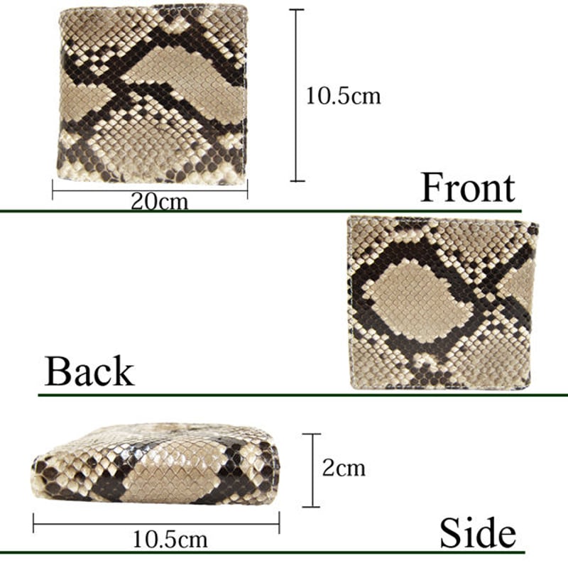 Maturi マトゥーリ ダイヤモンドパイソン 一枚革 二つ折り財布 ヘビ革