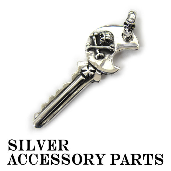シルバー アクセサリー ネックレス トップ パーツ 925 イブシ ドクロ