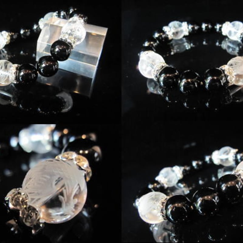 天然石 オニキス＆水晶四神 パワーブレス 風水 ブレスレット 運気上昇