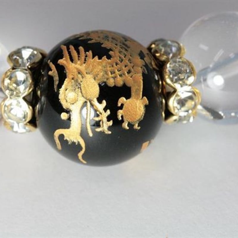 天然石 水晶＆オニキス 水晶四神 パワーブレス 風水 ブレスレット 運気