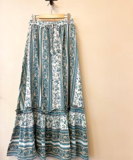 インド綿ロングスカート ブルー