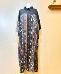 ゆったりエスニックシャツワンピ