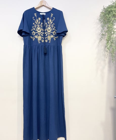 エスニック刺繍ロングワンピース