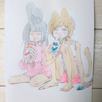 カラーイラスト(うさぎとねこ)