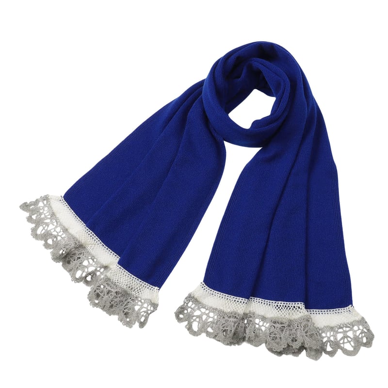 モヘアレース付カシミヤストール/Col.ロイヤルブルー | kaho（カホ