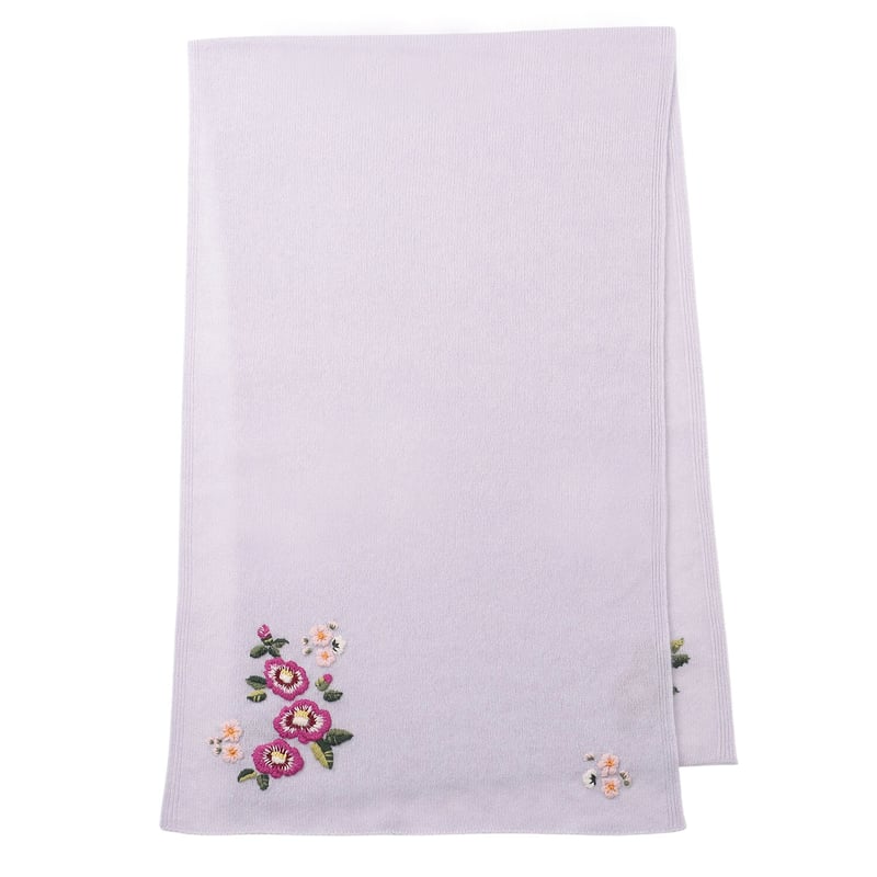 椿と梅の花の手刺繍カシミヤストール/Col.ラベンダー | kaho（カホ