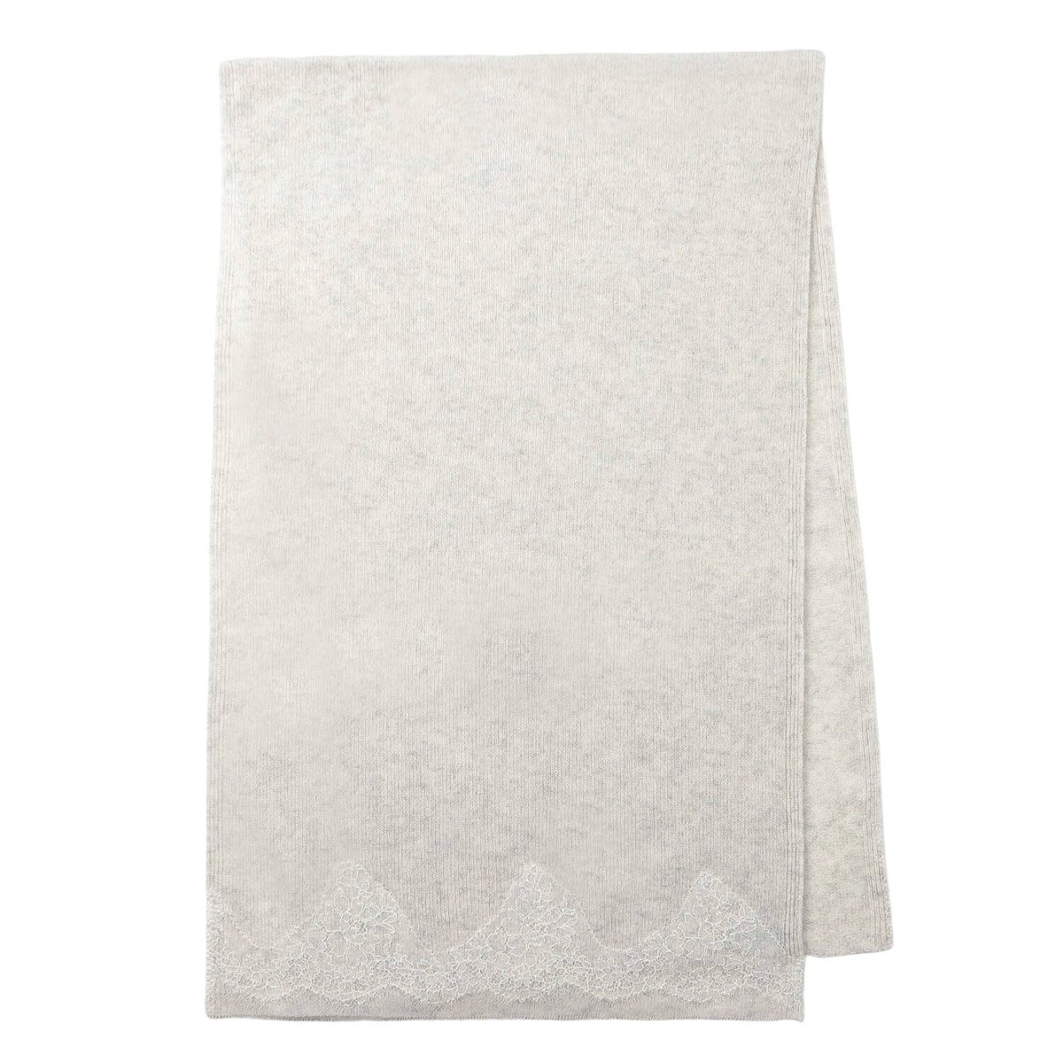 ホワイトリバーレース付カシミヤストール / Col.ライトグレー | kaho