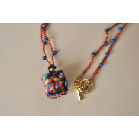 粒つぶビーズのぶつぶつネックレス　05 kinari orange green pink navy cha mizuiro