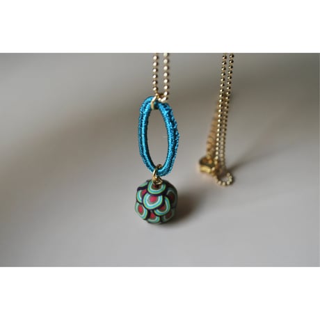 ボールチェーンネックレス　ダエン　04 turquoise×purple pink green kinari turquoise