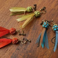ぶつぶつリボンタッセルピアス＆イヤリング 3col