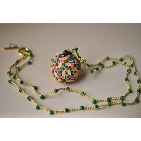 粒つぶビーズのぶつぶつネックレス　03　kinari green purple cha Kimidori