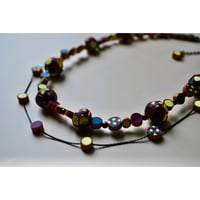 ぶつぶつ２連ネックレス　purple blue yellow gold