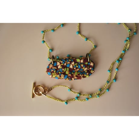 粒つぶビーズのぶつぶつネックレス　02 purple kinari Kimidori blue gold