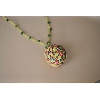 粒つぶビーズのぶつぶつネックレス　03　kinari green purple cha Kimidori