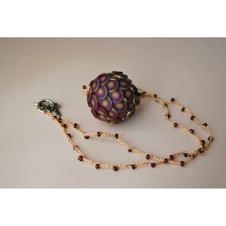 粒つぶビーズのぶつぶつネックレス　01　purple pink green gold エンジ
