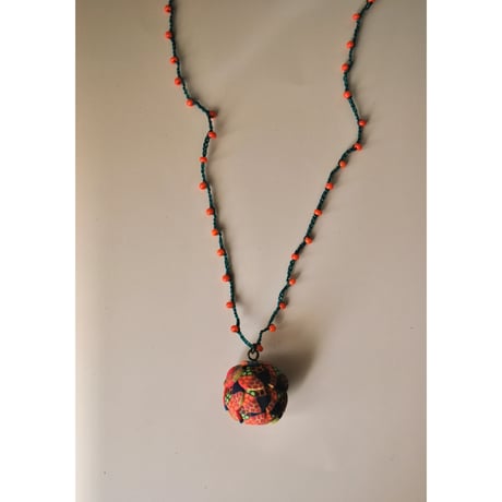粒つぶビーズのぶつぶつネックレス　04 orange pink navy cha Kimidori