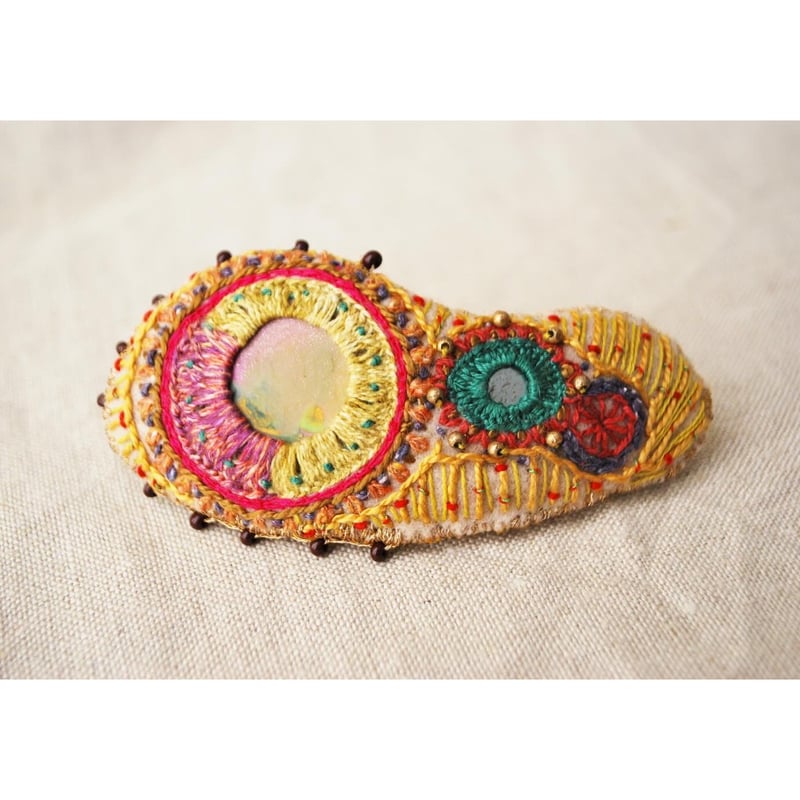 モロッカン風ポリマークレイのバレッタ(横長) モロッカン風ポリマークレイのバレッタ(横長) ポリマークレイとミラー