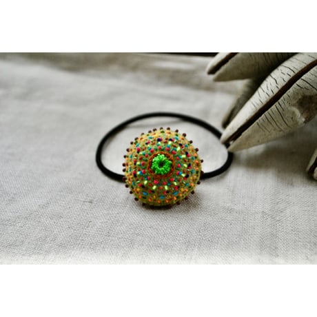 カラフルミラー刺繍ヘアゴム　まる