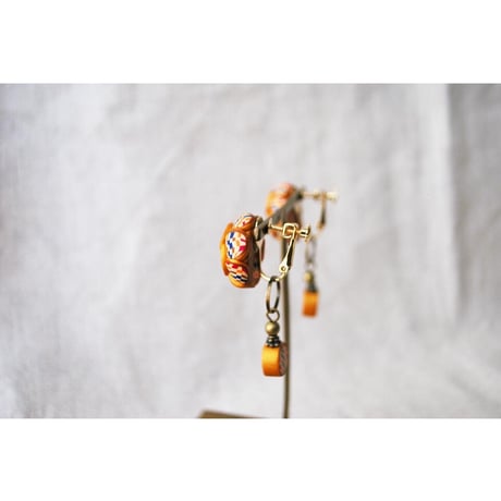 ぶつぶつ丸ピアス・イヤリング　2way orange