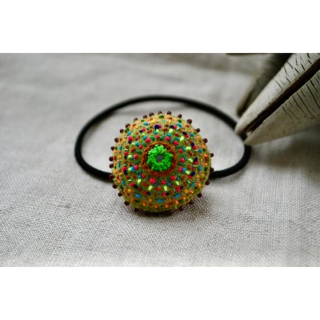 カラフルミラー刺繍ヘアゴム　まる