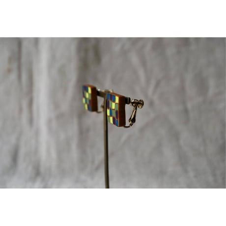 四角モザイクピアス・イヤリング　blue green