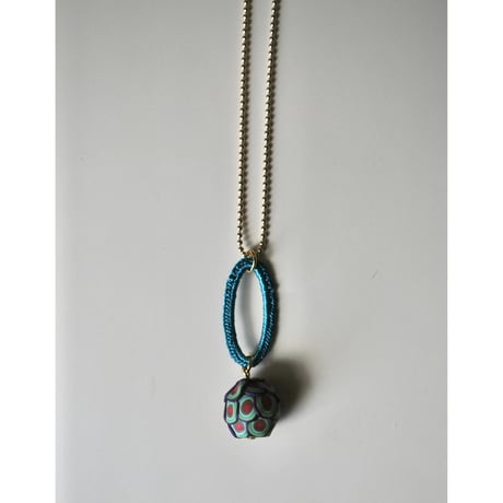 ボールチェーンネックレス　ダエン　04 turquoise×purple pink green kinari turquoise