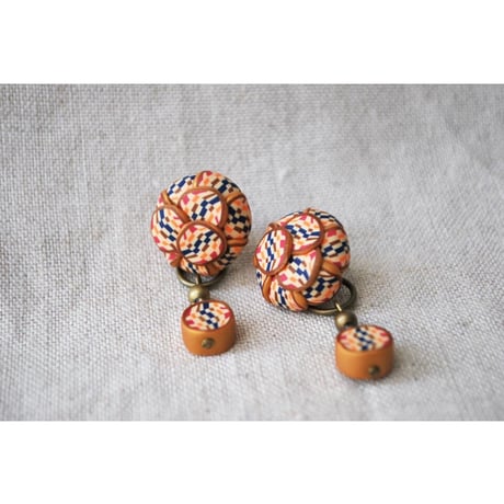 ぶつぶつ丸ピアス・イヤリング　2way orange