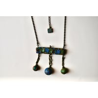 四角お守りネックレス　green mizuiro gold