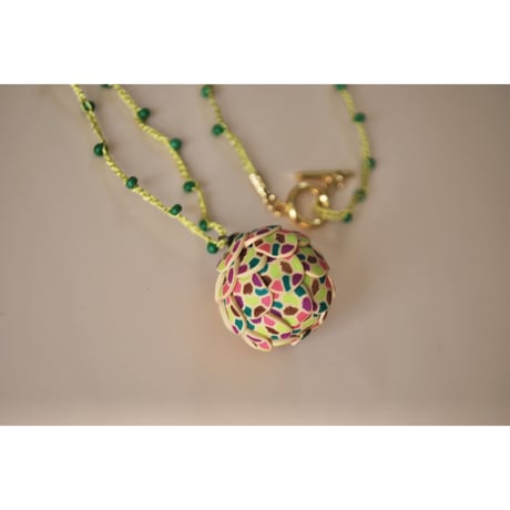 粒つぶビーズのぶつぶつネックレス　03　kinari green purple cha Kimidori