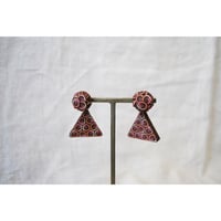 ぶつぶつまるとサンカクピアス・イヤリング　茶・ピンクうずまき