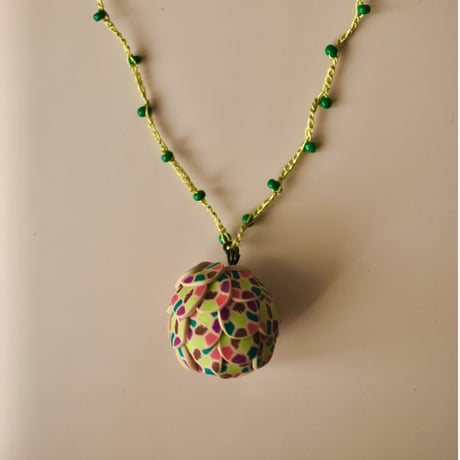 粒つぶビーズのぶつぶつネックレス　03　kinari green purple cha Kimidori