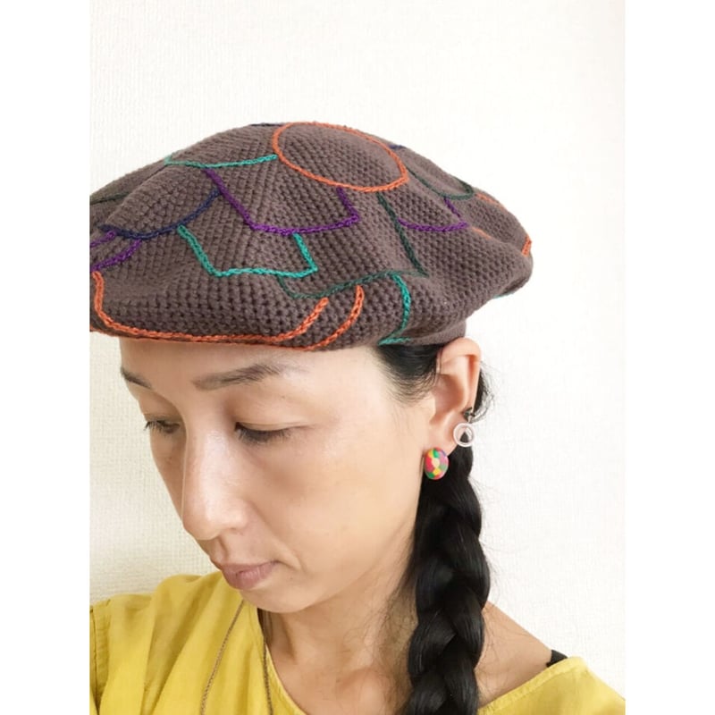 パープル刺繍ベレー帽 TANAKADAISUKE 鳥刺繍ベレー帽 ブラック #ブラック【帽子カラー変更可能