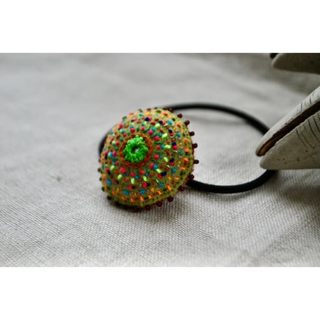 カラフルミラー刺繍ヘアゴム　まる