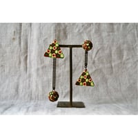 三角とまる　ロングピアス　red green gold
