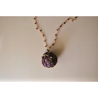 粒つぶビーズのぶつぶつネックレス　01　purple pink green gold エンジ