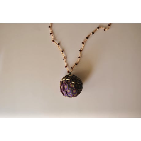 粒つぶビーズのぶつぶつネックレス　01　purple pink green gold エンジ