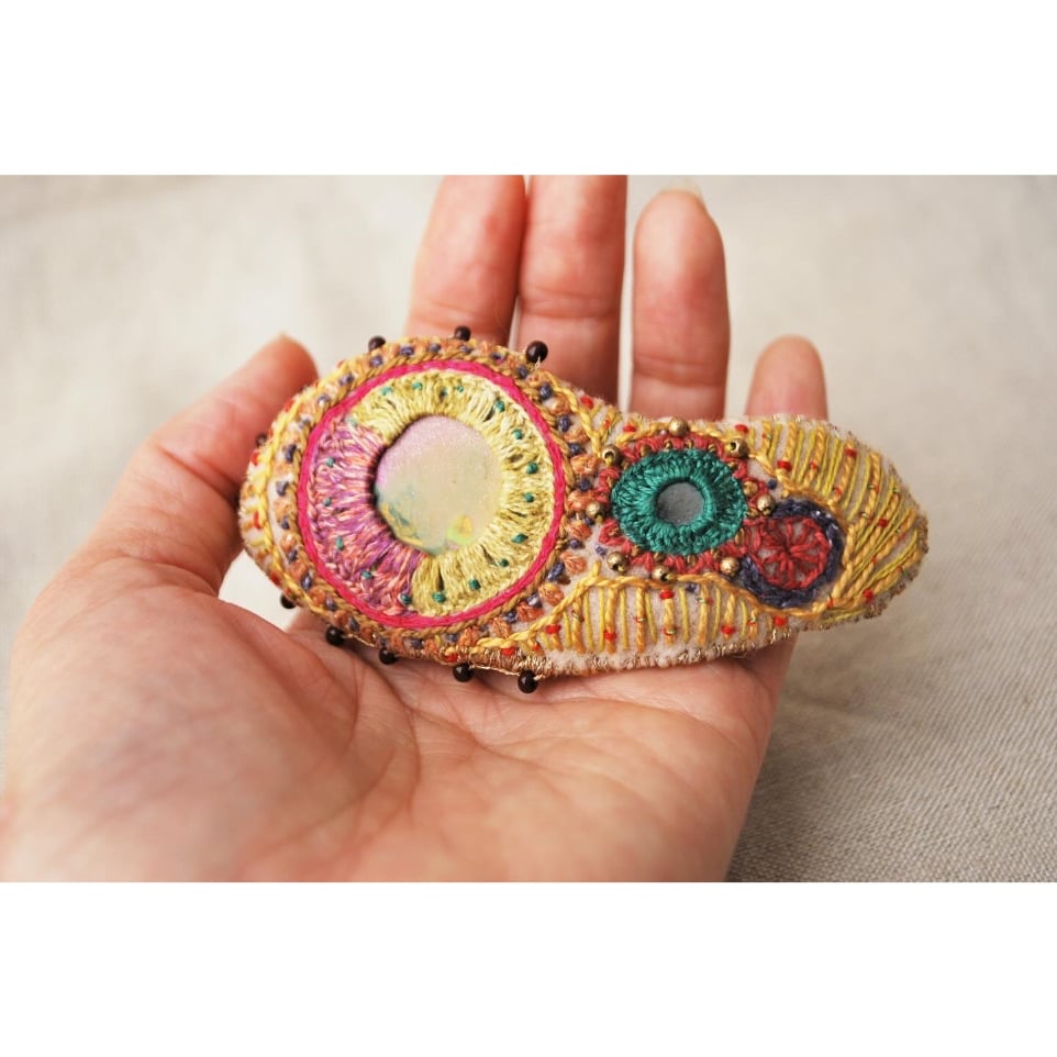 切り嵌めのバレッタ　ポリマークレイ　ハンドメイド 切り嵌めのバレッタ ポリマークレイ ハンドメイド ヘアアクセサリー