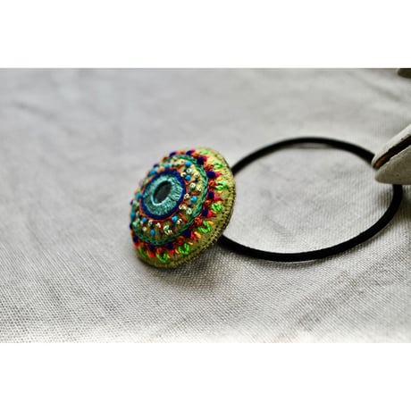 カラフルミラー刺繍ヘアゴム　だえん