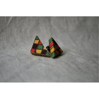 三角モザイクピアス　pink green yellow
