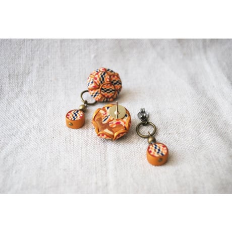 ぶつぶつ丸ピアス・イヤリング　2way orange