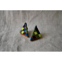 三角モザイクピアス　blue green