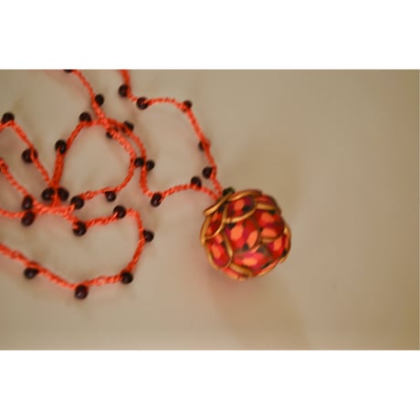 粒つぶビーズのぶつぶつネックレス　06 gold orange pink red cha