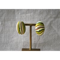 いびつなしましまダエンピアス・イヤリング　 グリーン系