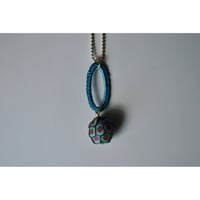 ボールチェーンネックレス　ダエン　04 turquoise×purple pink green kinari turquoise
